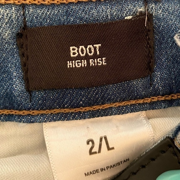 Reworked Bell Bottom High Rise Wide Leg Flare Stretch Distressed Jeans TALL - Picture 5 of 7